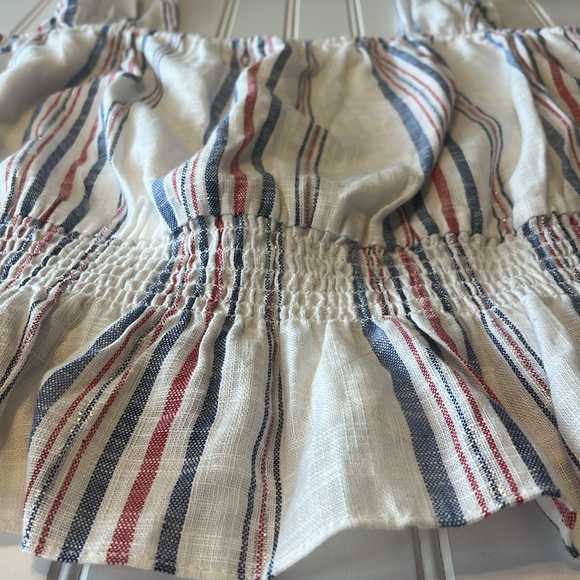 Draper James RSVP Red/Blue/Metalic Striped Squareneck Peplum Hem Sleeveless Top - Picture 4 of 7